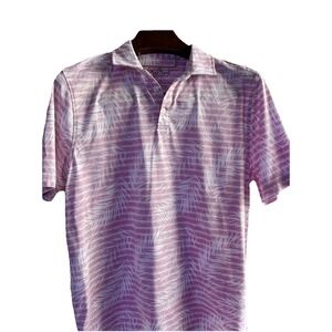 NAT NAST‎ Large  Luxury Originals Pink Palm Trees Polo Shirt Short Sleeve Logos